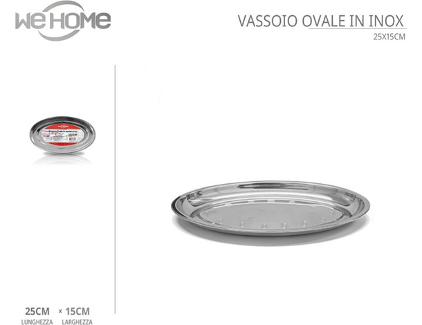 5x Vassoio Piatto Ovale In Acciaio Inox Portata Servizio Cucina da 23 a 45 cm...