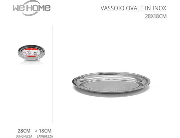 5x Vassoio Piatto Ovale In Acciaio Inox Portata Servizio Cucina da 23 a 45 cm...