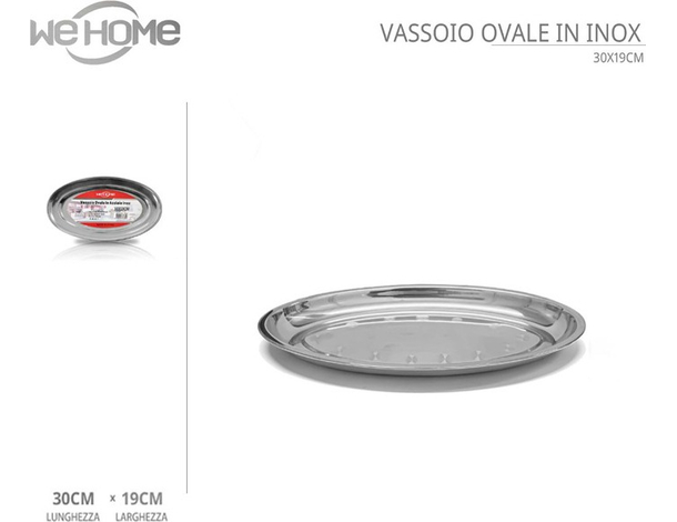 5x Vassoio Piatto Ovale In Acciaio Inox Portata Servizio Cucina da 23 a 45 cm...