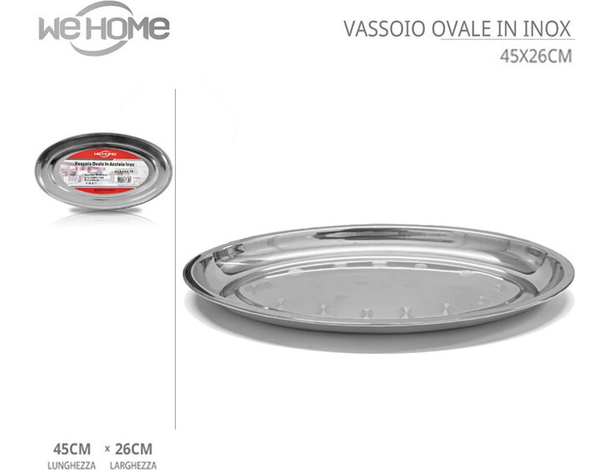 5x Vassoio Piatto Ovale In Acciaio Inox Portata Servizio Cucina da 23 a 45 cm...