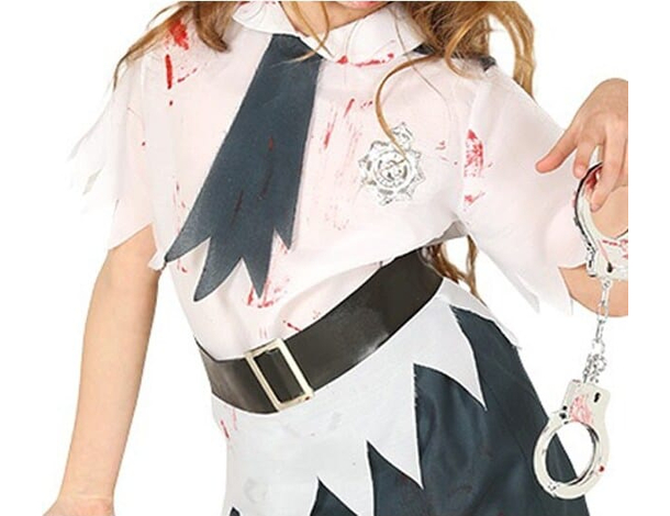 Costume Carnevale poliziotta zombie travestimento bambina 5-12 anni halloween...