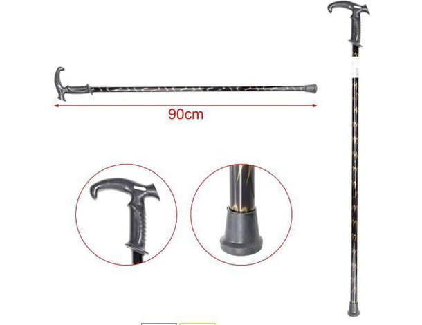 Bastone Da Passeggio Per Anziani Disabili Lunghezza 90cm Nero e Argento (Nero...