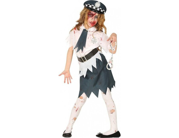 Costume Carnevale poliziotta zombie travestimento bambina 5-12 anni halloween...