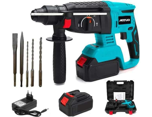Trapano Tassellatore Martello Demolitore a Percussione 2 Batterie 48Vf SDS