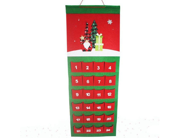 Calendario Avvento di Natale Feltro con 24 Tasche Decorazioni Natalizie 33x90cm