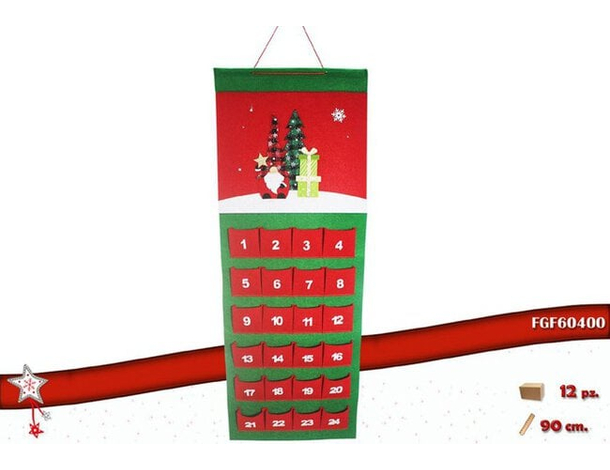 Calendario Avvento di Natale Feltro con 24 Tasche Decorazioni Natalizie...