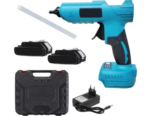 Pistola Incollatrice Colla a Caldo Due Batterie Litio 48V Kit Termocollante