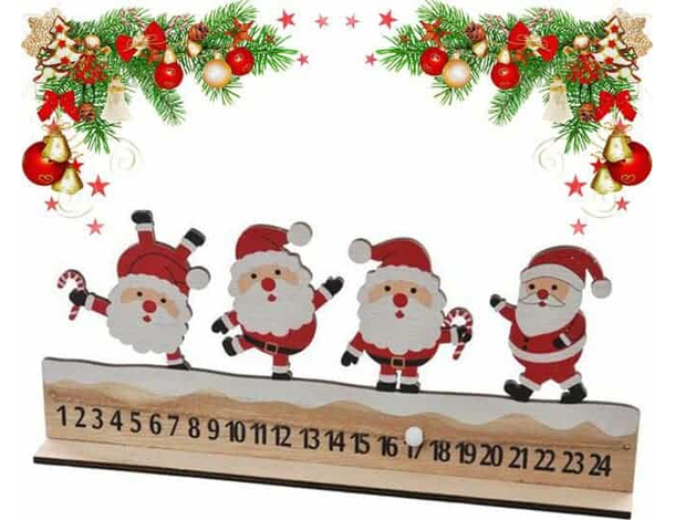 Calendario Avvento di Natale Legno 24 Numeri Decorativo 30x13.5 cm Natalizio