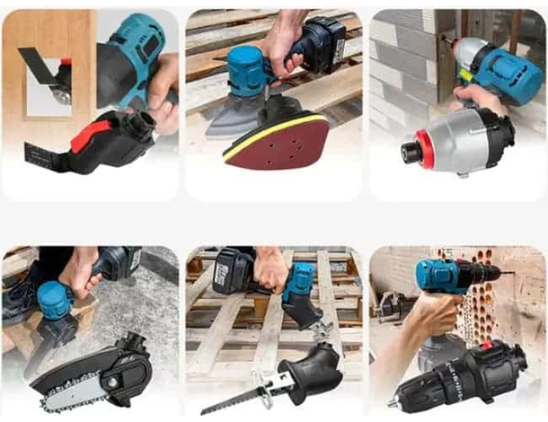 Utensile Multifunzione 7 in 1 Trapano Seghetto Sega levigatrice avvitatore...