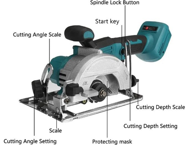 Sega Circolare Manuale 2 Batterie 48V Motore Brushless Disco Taglio Lama...