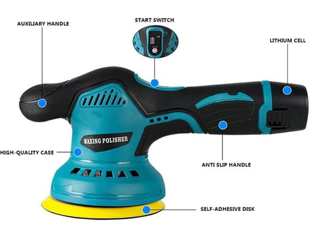 Lucidatrice Rotorbitale Doppia Batteria 12V Più Velocità Levigatrice per Auto...