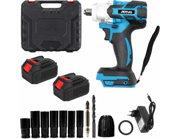 Cricchetto a Batteria 400Nm Avvitatore a Impulsi Senza Spazzole 48V 2 Batterie