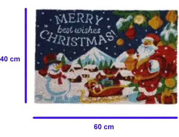 Zerbino Natalizio Fibra di Cocco Tappeto Porta Ingresso 40x60cm Merry...