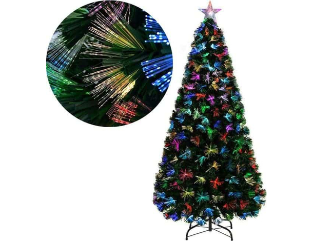Albero di Natale Artificiale Fibra Ottica Punta LED Multicolore Varie Altezze...