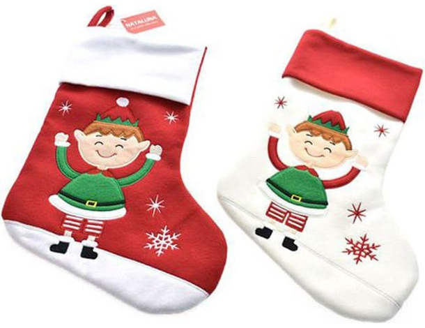 2x Calza Befana 46cm Natale Epifania Decorazione Porta Dolci Elfo Folletto 4