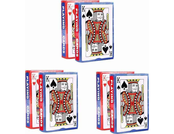 6 Mazzi Carte da Gioco Poker 52 Plastificate Black Jack Giochi Ramino Scala 40