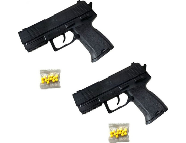 Pistola Giocattolo Spara Pallini 6mm 2 Pezzi Gioco Bambini 8+ Plastica Nero
