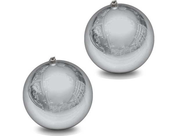 2x Pallina di Natale 15cm Argento Palla per Decorare Albero Natalizio Addobbi