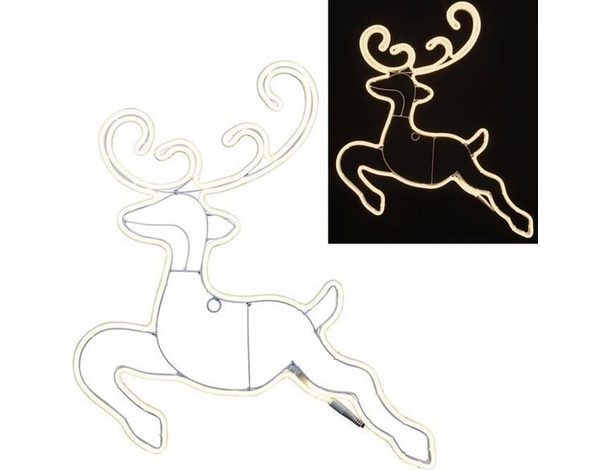 Renna Natalizia 60x70cm Led Bianco Caldo Luminosa per Esterno Cervo Natale