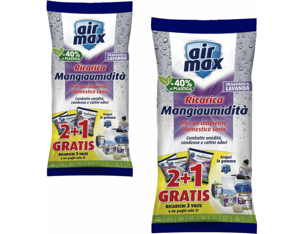 2x Ricarica Lavanda per Air Max Mangia Umidità Sali in Granuli 2+1 Gratis 1350g