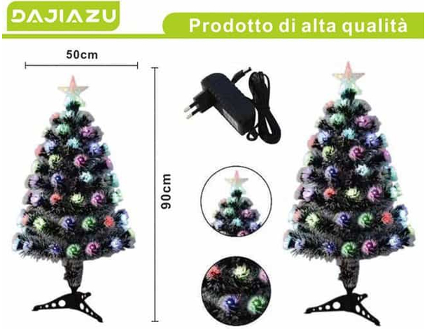Albero di Natale Artificiale con Luci Led RGB Multicolore Altezze 60/90/120...