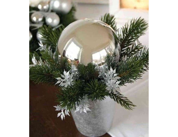 Pallina di Natale 20cm Argento Lucido Palla Idea Regalo Addobbi Natalizi...