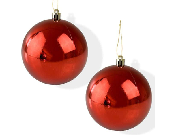 2x Pallina di Natale 15cm Palla Rossa Lucida Regalo Addobbi Natalizi Albero