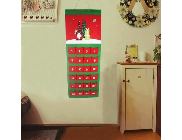 Calendario Avvento di Natale Feltro con 24 Tasche Decorazioni Natalizie...