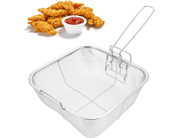 Cestello Quadrato Friggitrice Friggere Fritture Cucina in Acciaio Griglia (20cm)