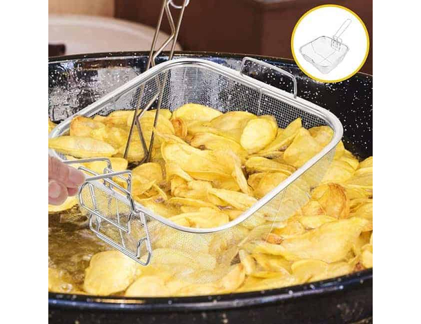 Cestello Quadrato Friggitrice Friggere Fritture Cucina in Acciaio Griglia...