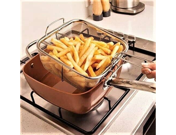 Cestello Quadrato Friggitrice Friggere Fritture Cucina in Acciaio Griglia...