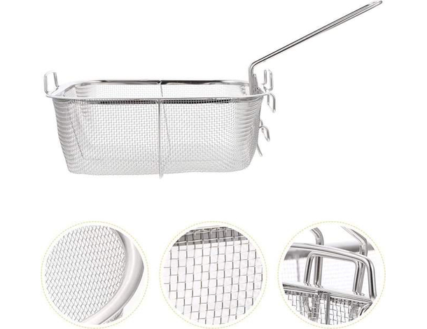 Cestello Quadrato Friggitrice Friggere Fritture Cucina in Acciaio Griglia...