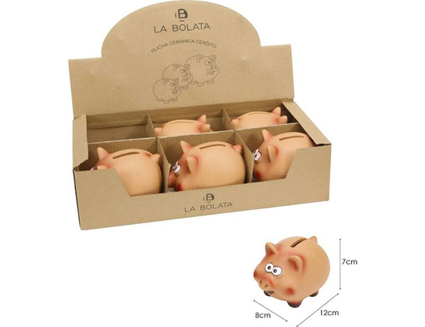 Simpatico Salvadanaio Maialino Porcellino in Ceramica Rosa 12x7x8cm Monete 4