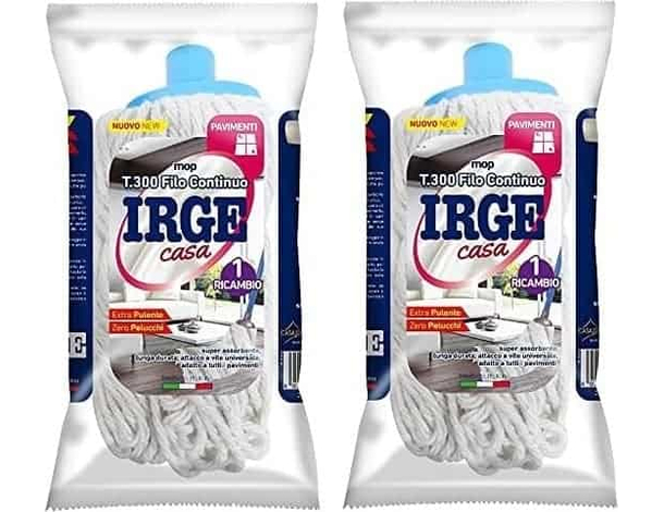 2x Ricambi Mop Cotone Filo Continuo Attacco Universale Pulizia Pavimenti 300gr