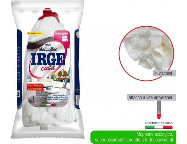 5x Ricambi Mop Mocio per Pavimenti in Viscosa Ecologico Professionale T100 Casa