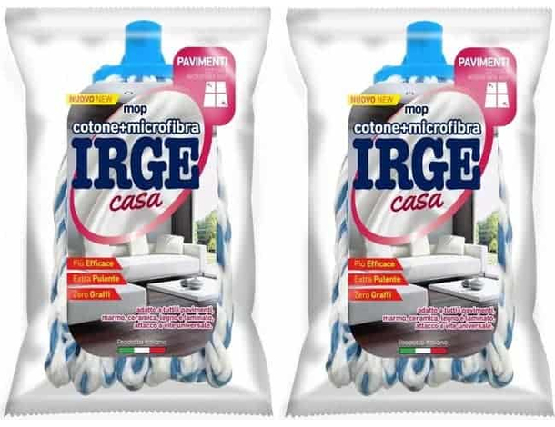 2x Ricambi Mop Microfibra e Cotone Attacco Universale Pulizia Pavimenti 140gr