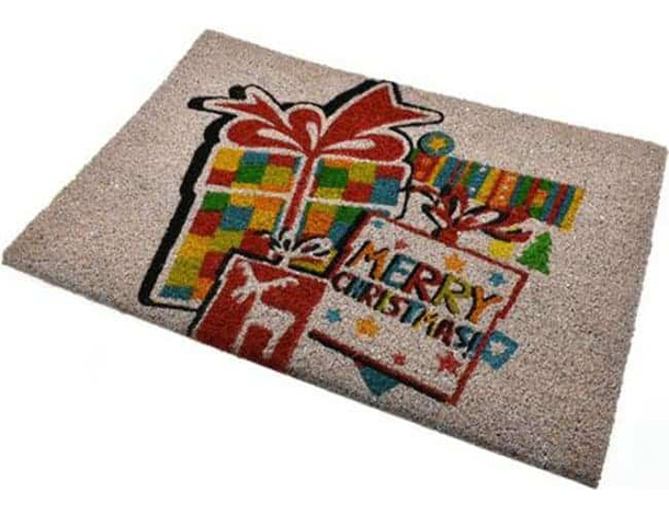 Zerbino Natalizio Ingresso Fibra di Cocco Tappeto Porta Ingresso 40x60cm Grigio