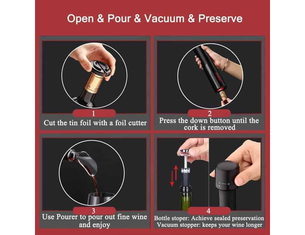 Apribottiglie Elettrico Cavatappi Batteria Senza Filo Automatico Vino Tavolo...