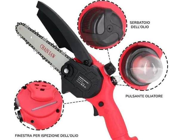 Motosega a Batteria con Pompetta Olio Automatico per Potatura 2 batterie 48V...