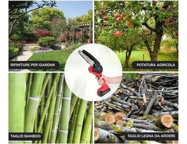 Motosega a Batteria con Pompetta Olio Automatico per Potatura 2 batterie 48V...