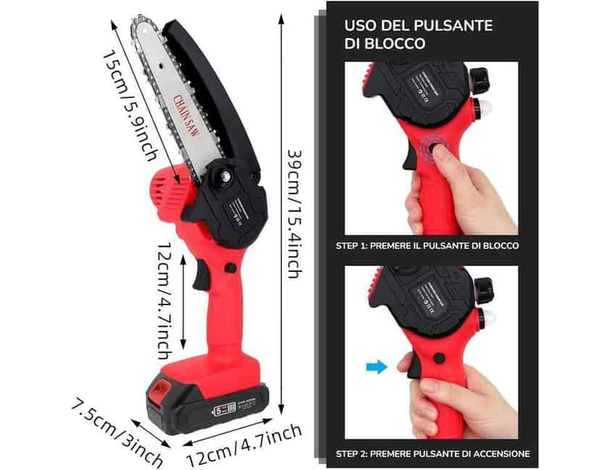 Motosega a Batteria con Pompetta Olio Automatico per Potatura 2 batterie 48V...