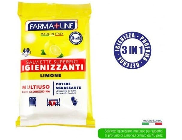 200x Salviette Igienizzanti Multiuso Umidificate Detergenti Profumate Limone