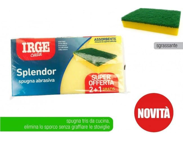 6x Spugna Abrasiva per Piatti Assorbente Antigraffio Sgrassante Delicata 12x8cm