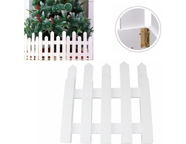 Staccionata in Legno Bianco per Albero di Natale 30x120 cm Recinto Giardino
