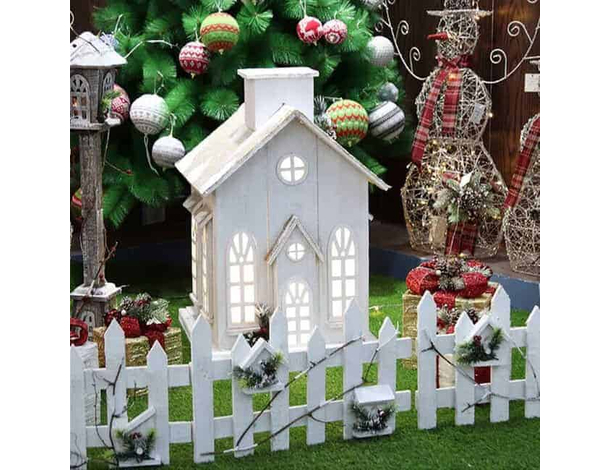 Staccionata in Legno Bianco per Albero di Natale 30x120 cm Recinto Giardino... Staccionata in Legno Bianco per Albero di Natale 30x120 cm Recinto Giardino...