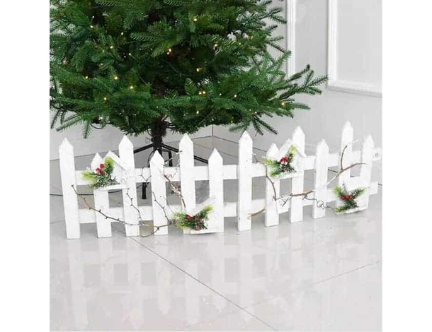 Staccionata in Legno Bianco per Albero di Natale 30x120 cm Recinto Giardino... Staccionata in Legno Bianco per Albero di Natale 30x120 cm Recinto Giardino...