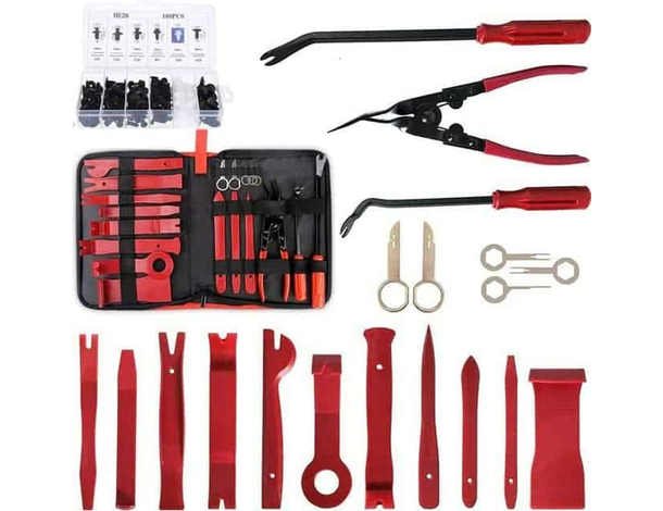Kit Smontaggio Pannelli Auto Strumento Riparazione Carrozzeria Interna+100 Clip