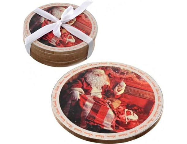 12x Sottobicchieri Natalizi Tondi 10 cm Legno Decorazione Casa Natale Cocktail