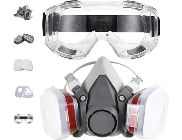 Maschera Protettiva Filtro Anti Polvere Gas Occhiali Trasparenti Verniciatura