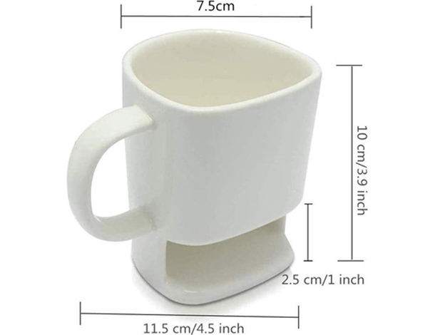Tazza in Ceramica con Porta Biscotti Bianca Idea Regalo per Colazione Caffè...
